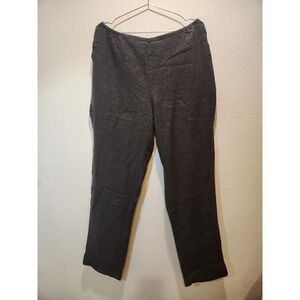 FLAX Black Linen Pull On Pants Elastic size M Waist Pockets NWOT Made Lithuania‎